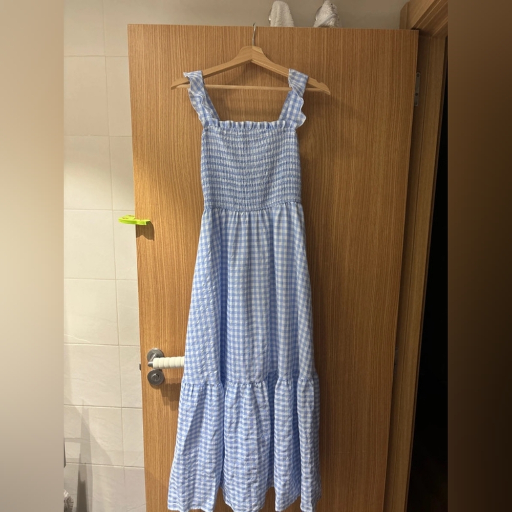 Blue Gingham Maxi Dress